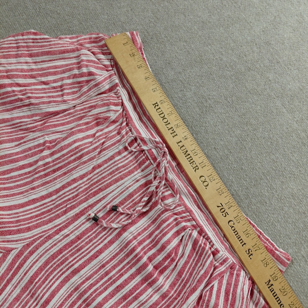 Terra & Sky Red Vertical Stripe Elastic Waist Womens 1X 16/18 Linen Shorts Beach - Picture 3 of 9